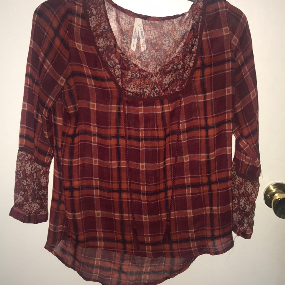 Sheer flannel top